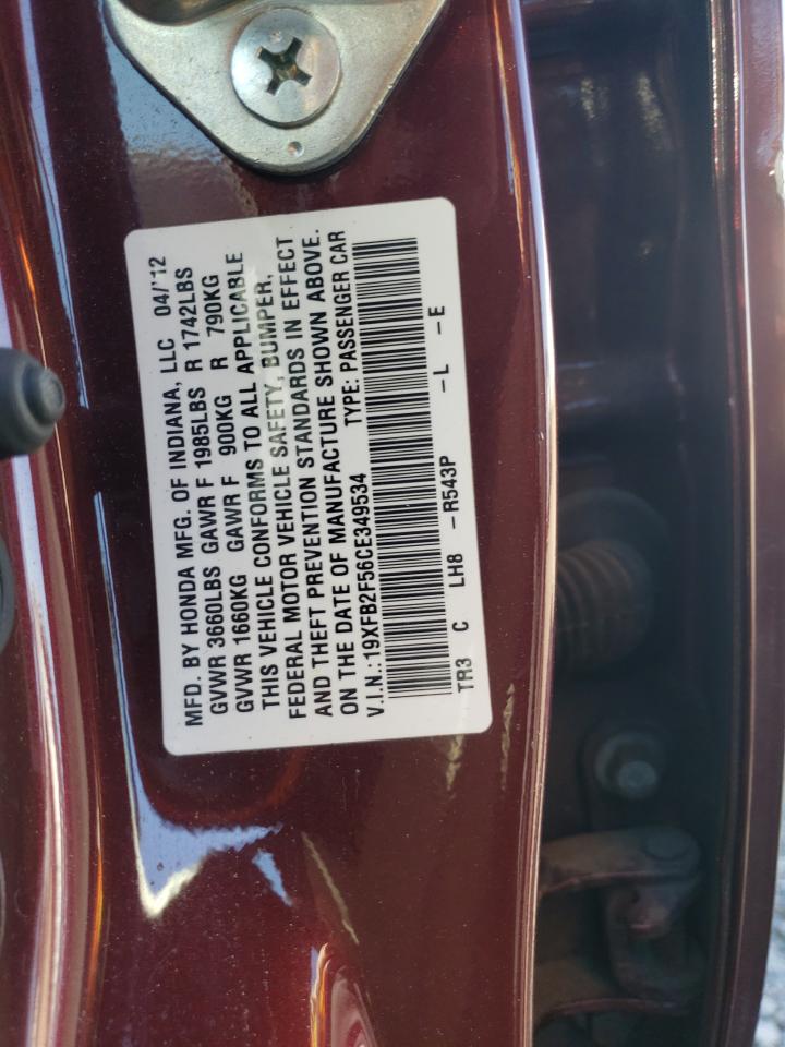 2012 Honda Civic Lx VIN: 19XFB2F56CE349534 Lot: 85157965