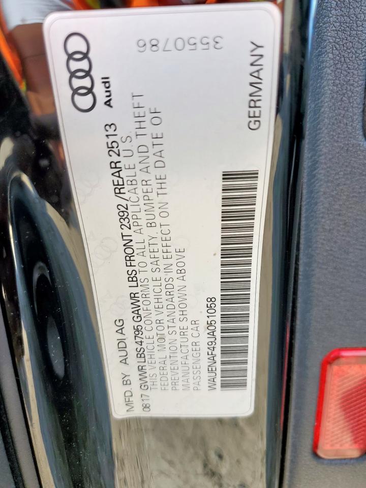 2018 Audi A4 Premium Plus VIN: WAUENAF49JA051058 Lot: 82006125