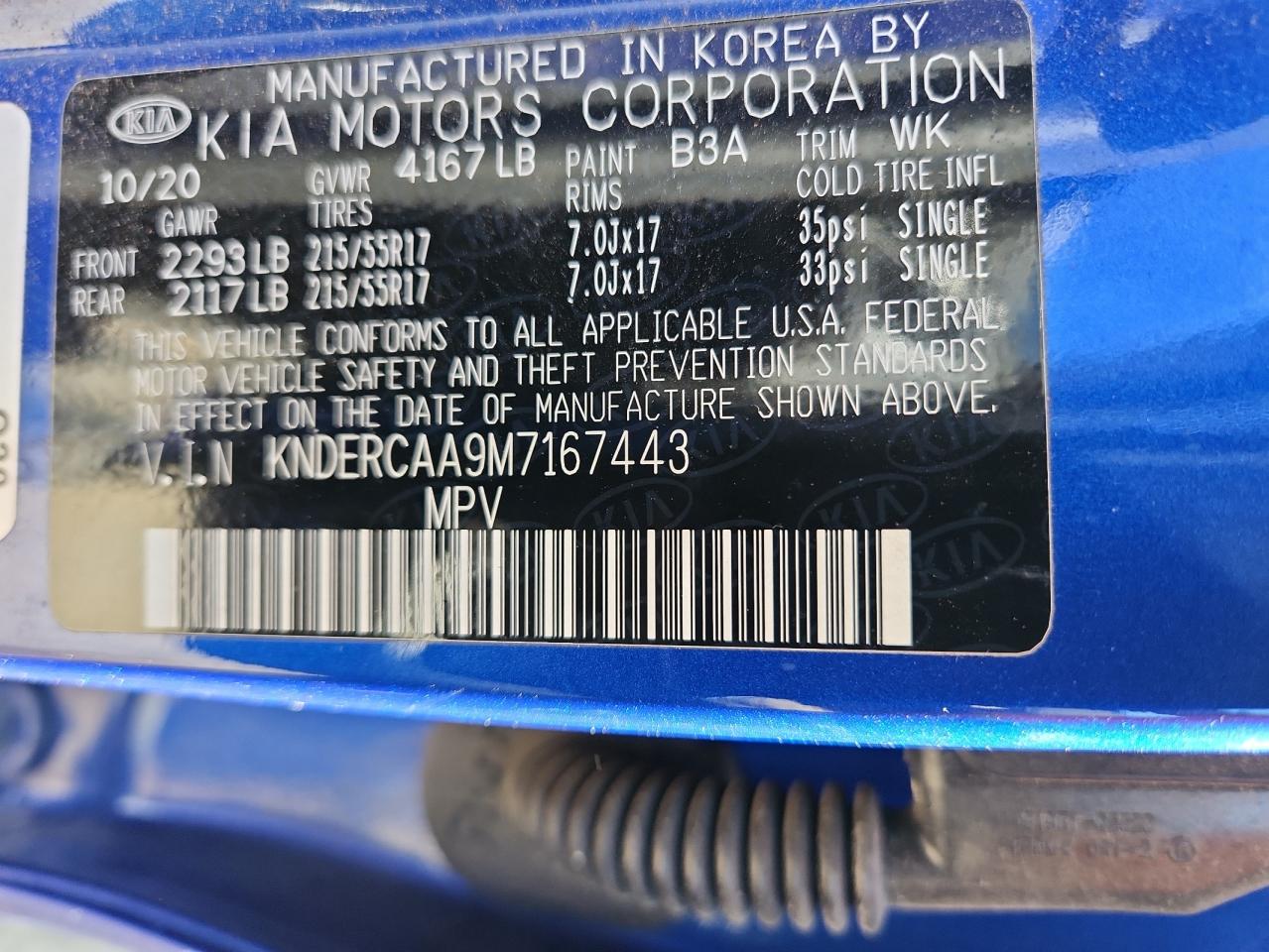 2021 Kia Seltos Ex VIN: KNDERCAA9M7167443 Lot: 86716355