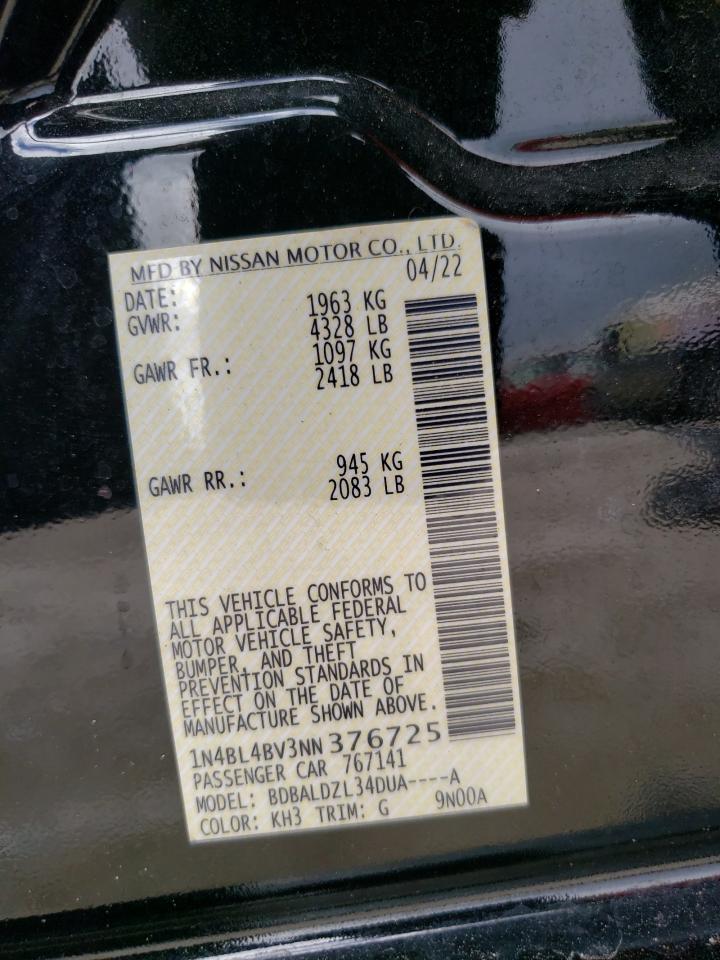 2022 Nissan Altima S VIN: 1N4BL4BV3NN376725 Lot: 85701345