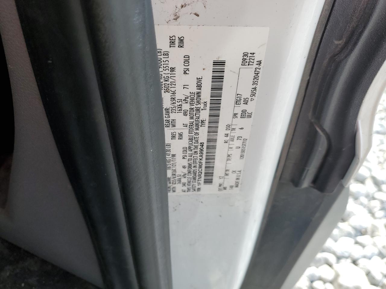 2015 Ford Transit T-250 VIN: 1FTNR2CM0FKA99048 Lot: 85722615