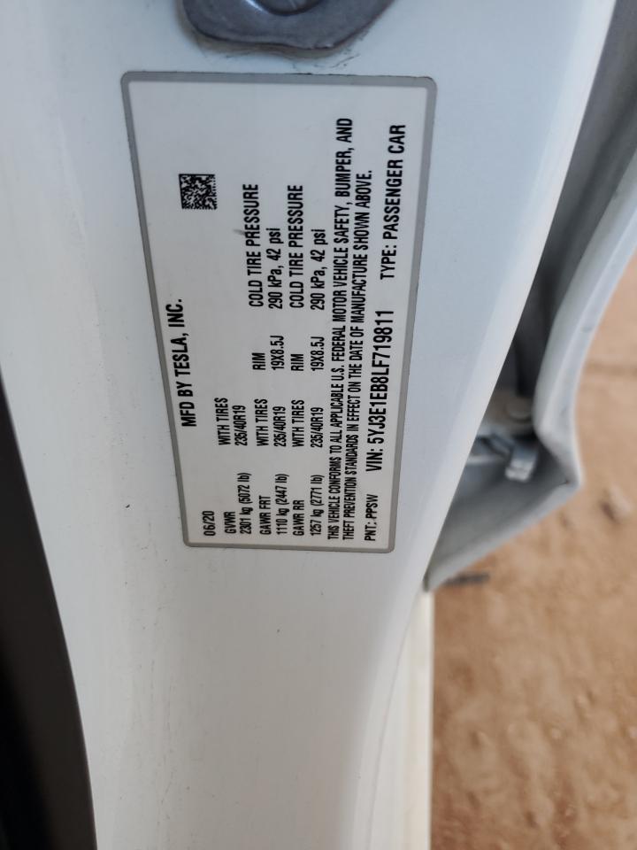2020 Tesla Model 3 VIN: 5YJ3E1EB8LF719811 Lot: 81847855