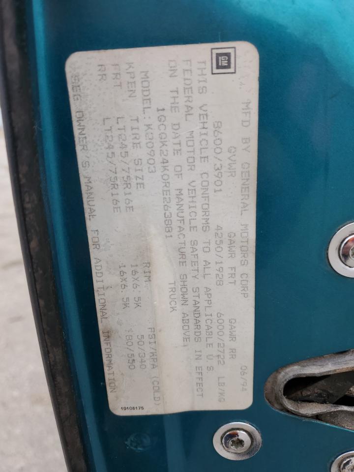 1994 Chevrolet Gmt-400 K2500 VIN: 1GCGK24K0RE263881 Lot: 82647345