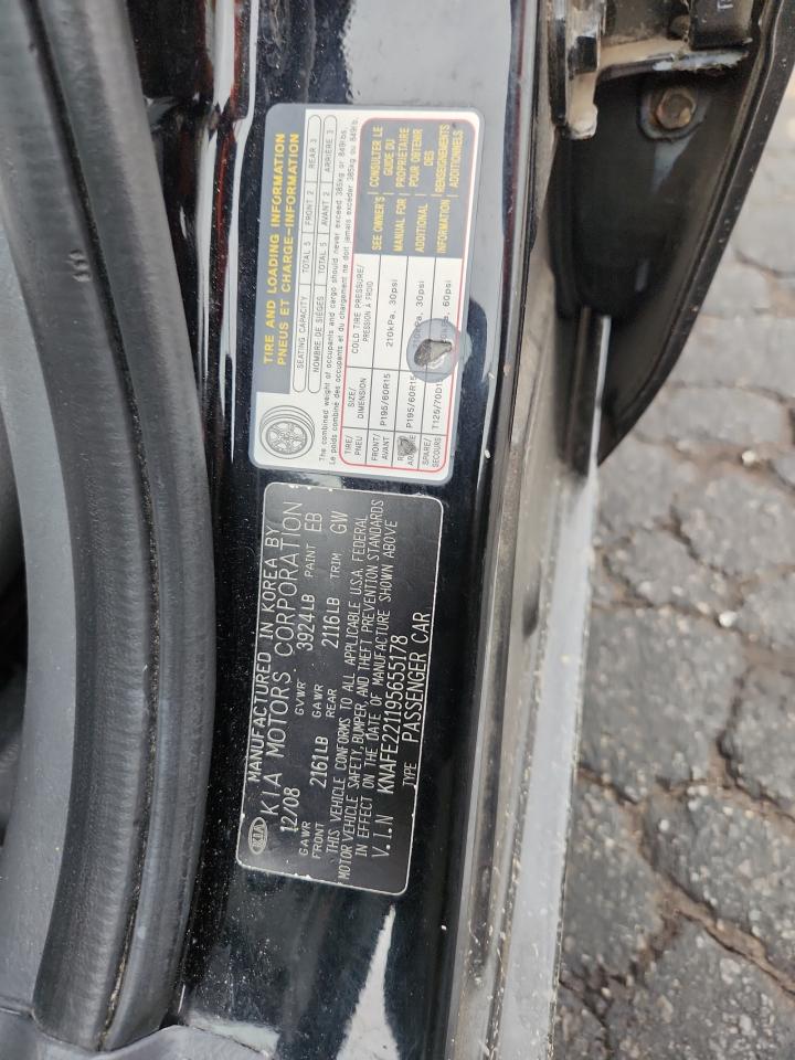 2009 Kia Spectra Ex VIN: KNAFE221195655178 Lot: 82266145