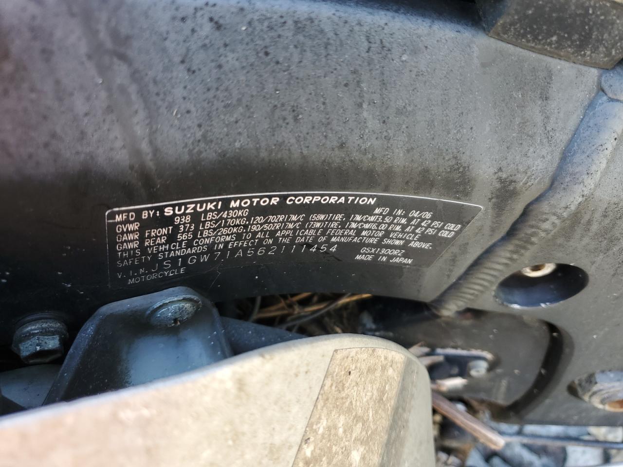 2006 Suzuki Gsx1300 R VIN: JS1GW71A562111454 Lot: 84918955