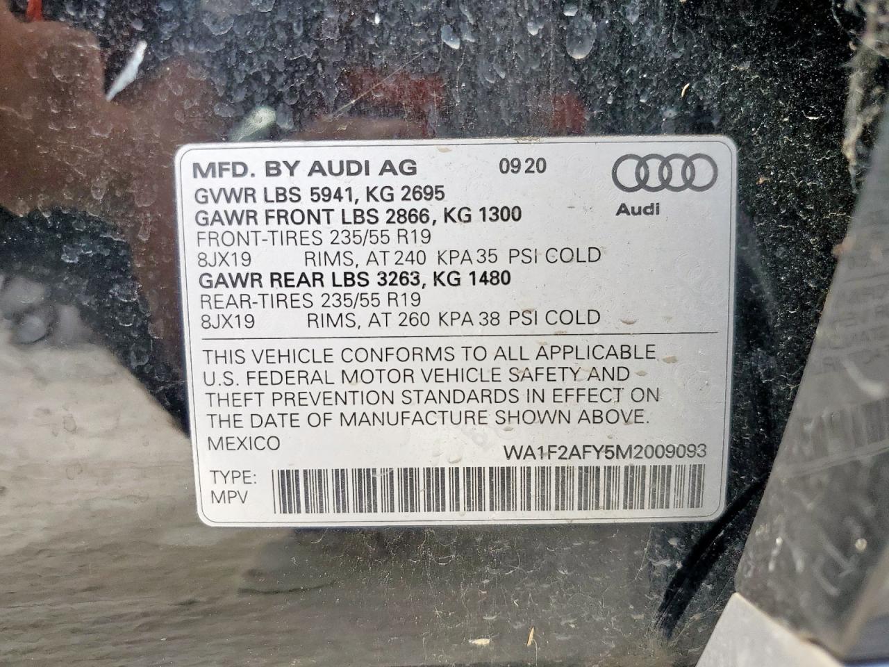 2021 Audi Q5 E Prestige VIN: WA1F2AFY5M2009093 Lot: 85079735