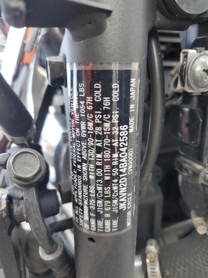 2011 Kawasaki Vn900 D VIN: JKAVN2D14BA042586 Lot: 85768525