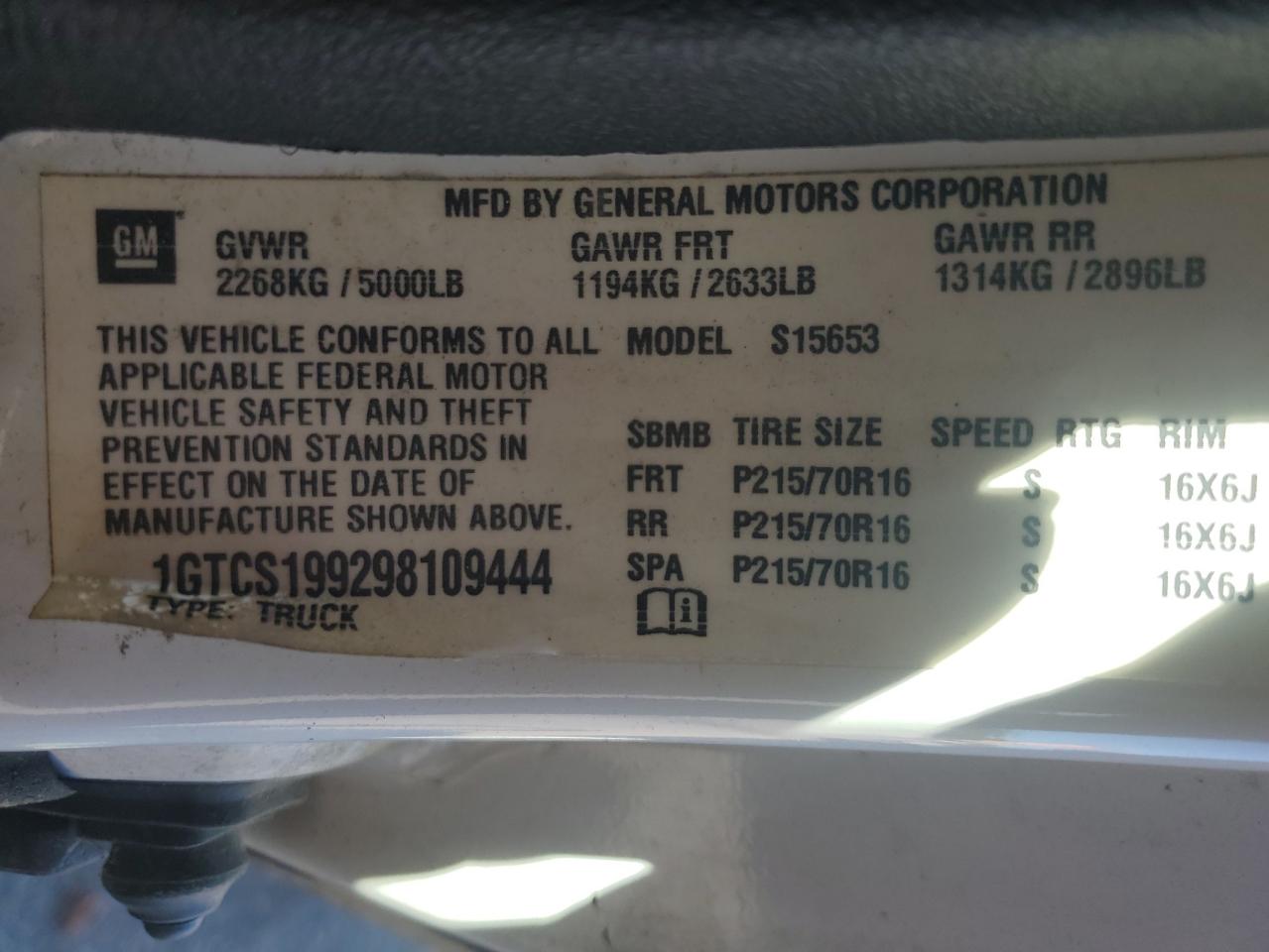 2009 GMC Canyon VIN: 1GTCS199298109444 Lot: 80284695