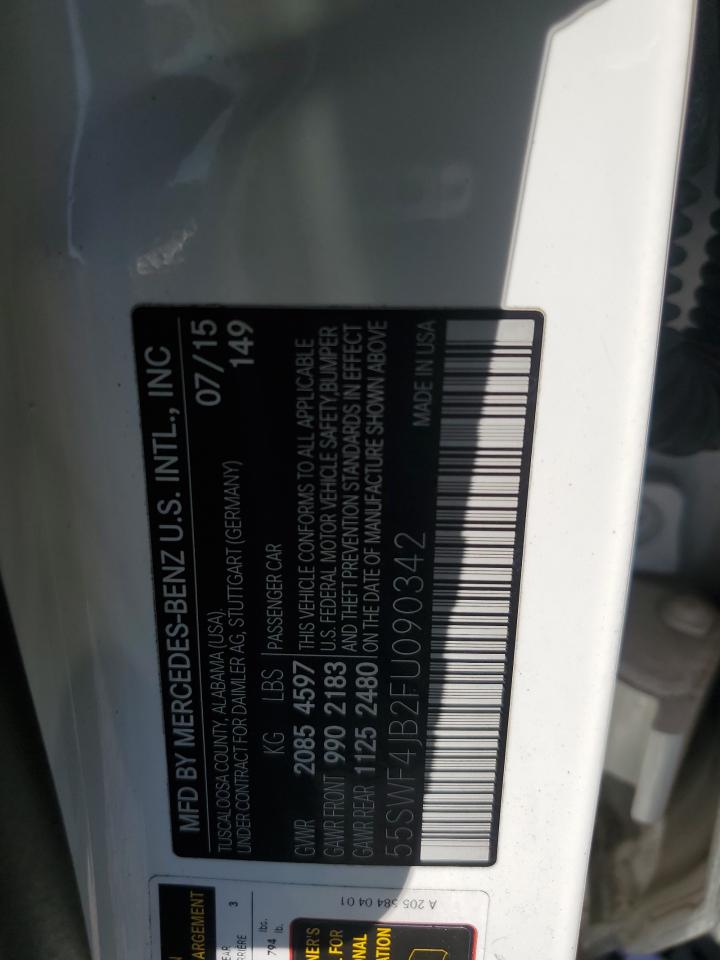 2015 Mercedes-Benz C 300 VIN: 55SWF4JB2FU090342 Lot: 84748585