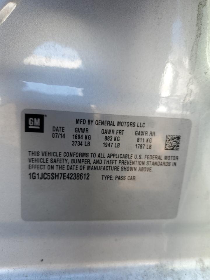 2014 Chevrolet Sonic Lt VIN: 1G1JC5SH7E4238612 Lot: 85336185