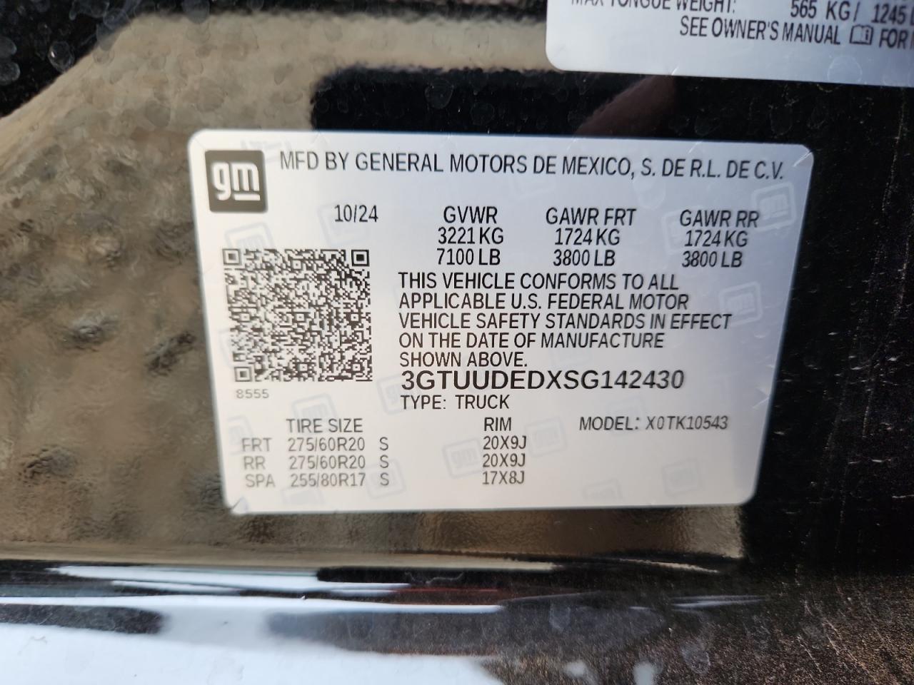 2025 GMC Sierra K1500 Slt VIN: 3GTUUDEDXSG142430 Lot: 85075005