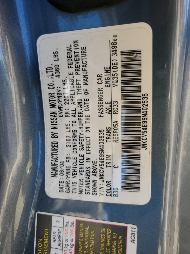 2005 Infiniti G35 VIN: JNKCV54E95M402535 Lot: 87079005