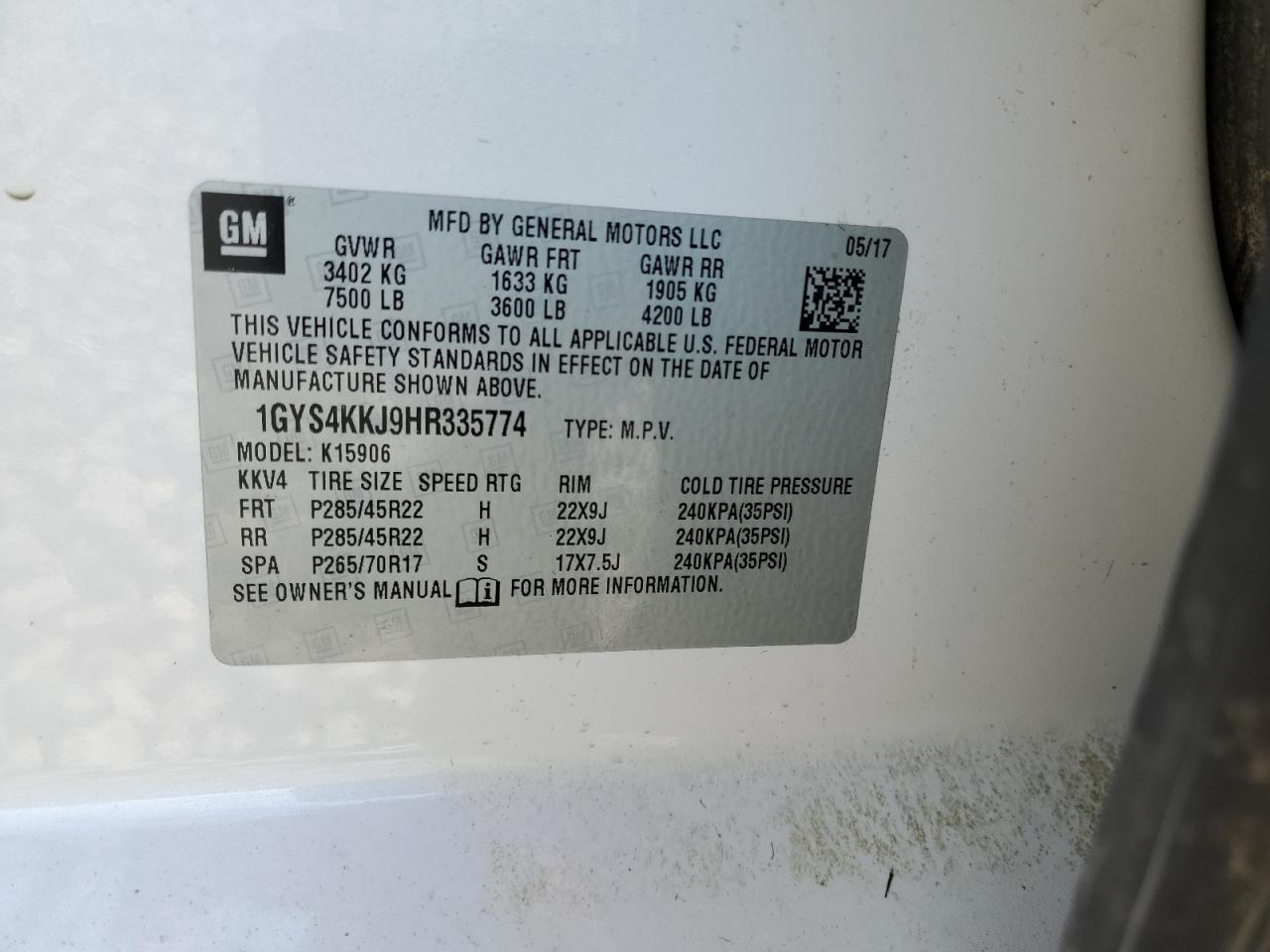 2017 Cadillac Escalade Esv Platinum VIN: 1GYS4KKJ9HR335774 Lot: 87471005