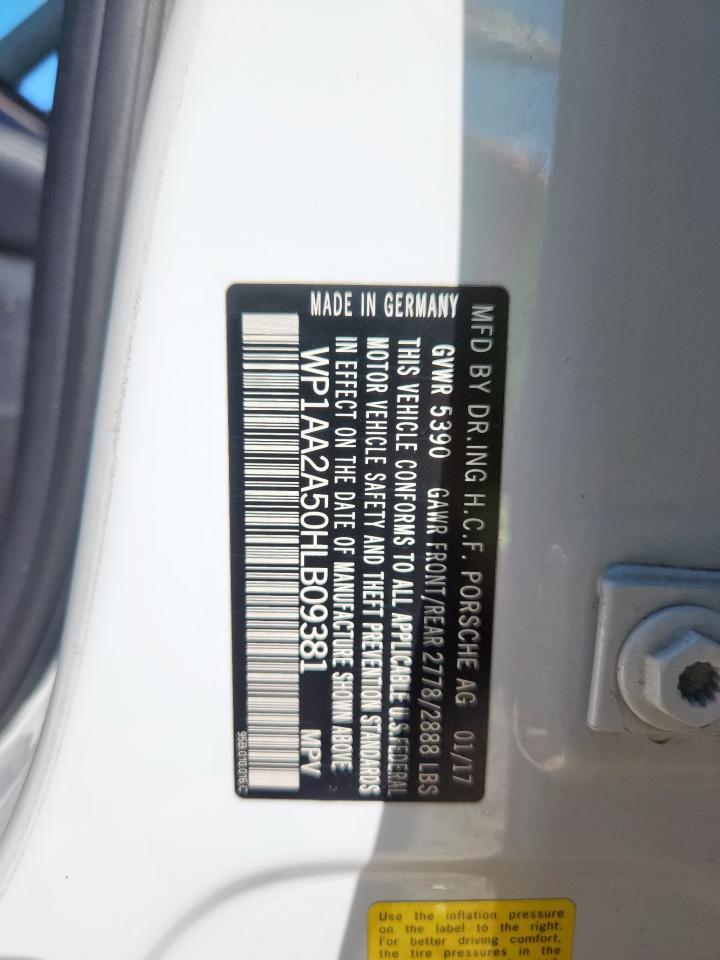 2017 Porsche Macan VIN: WP1AA2A50HLB09381 Lot: 85825865