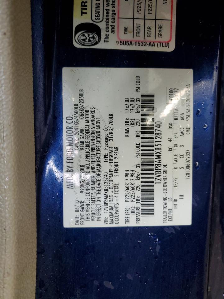 2011 Ford Mustang VIN: 1ZVBP8AMXB5128740 Lot: 90120135