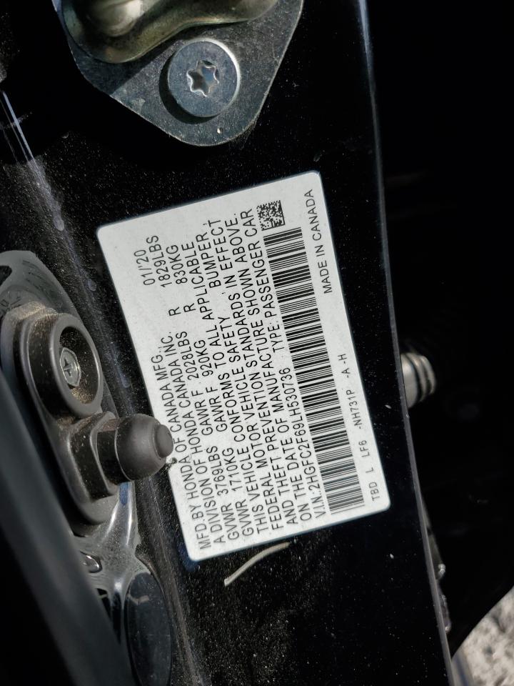 2020 Honda Civic Lx VIN: 2HGFC2F69LH530736 Lot: 82181565