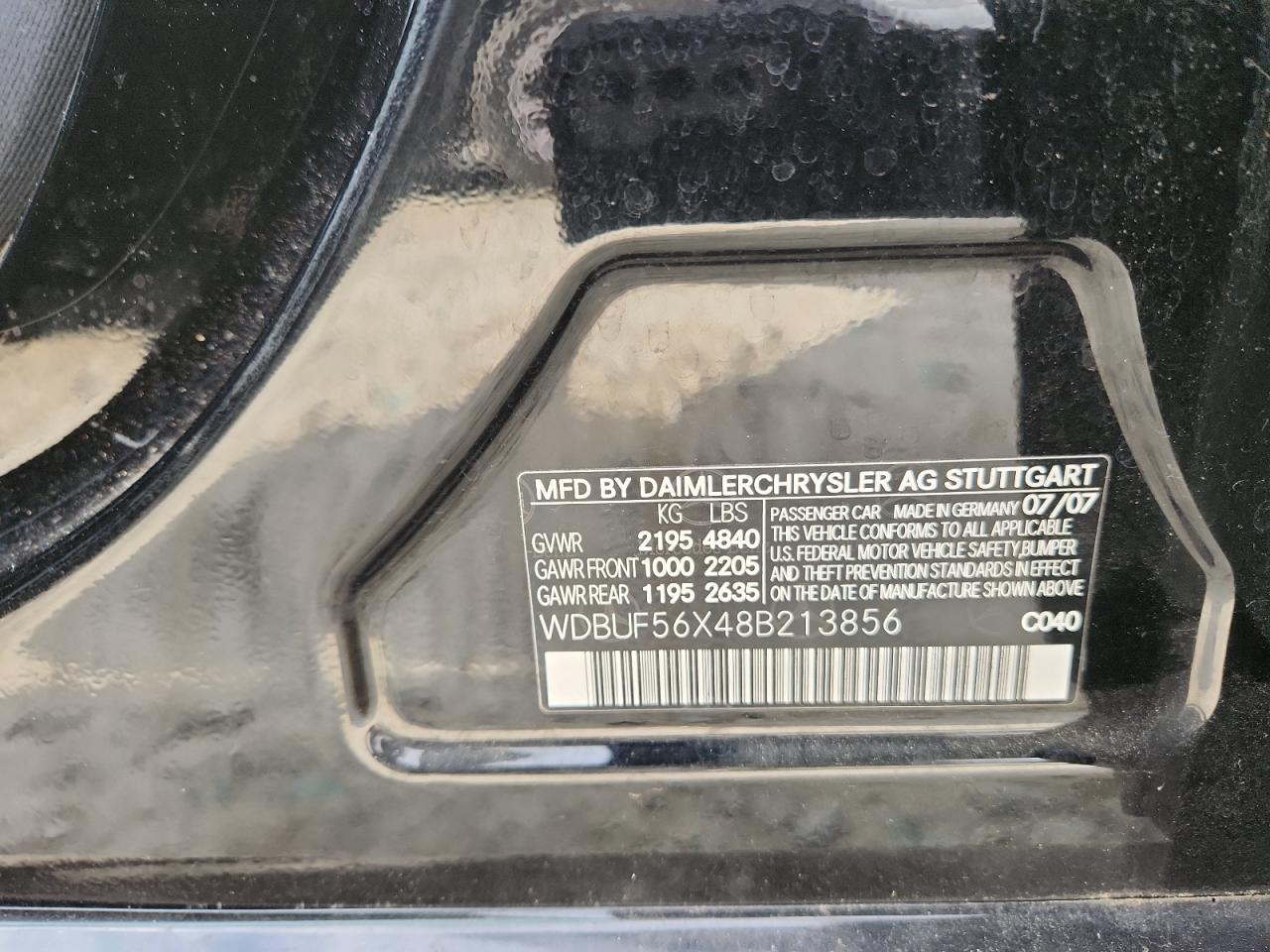 2008 Mercedes-Benz E 350 VIN: WDBUF56X48B213856 Lot: 85837115