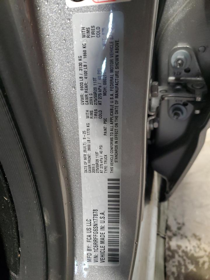 2025 Ram 1500 Big Horn/Lone Star VIN: 1C6RRFFG6SN177878 Lot: 90233225