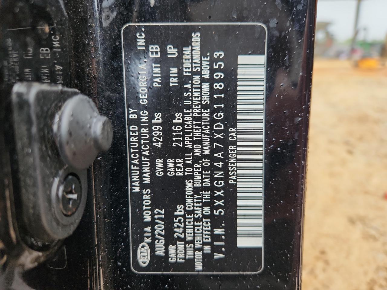 2013 Kia Optima Ex VIN: 5XXGN4A7XDG118953 Lot: 82337025