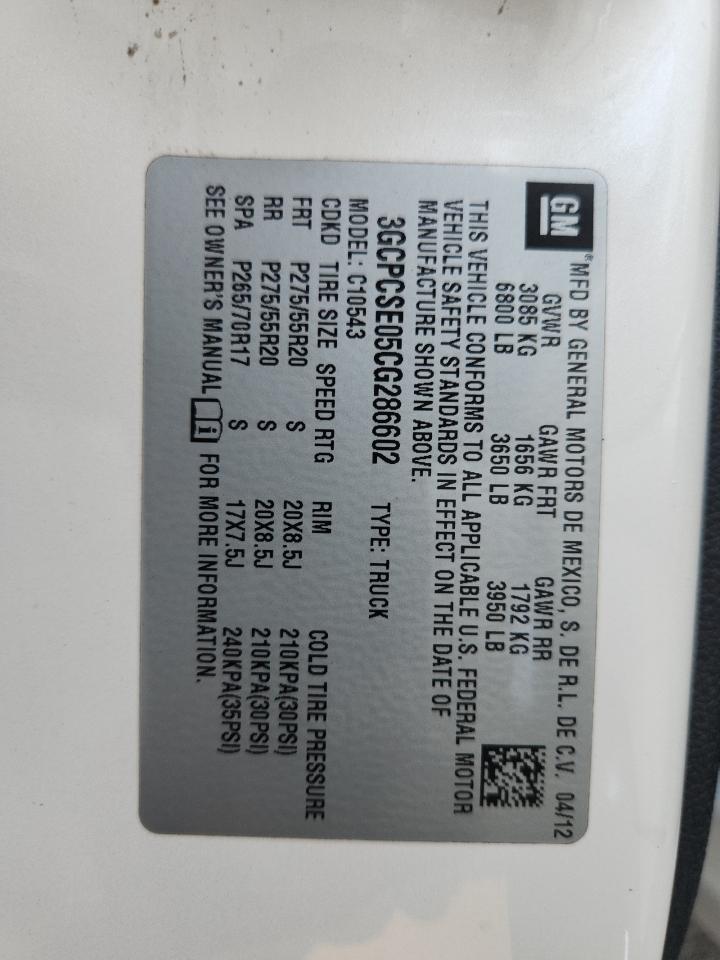 2012 Chevrolet Silverado C1500 Lt VIN: 3GCPCSE05CG286602 Lot: 82434025