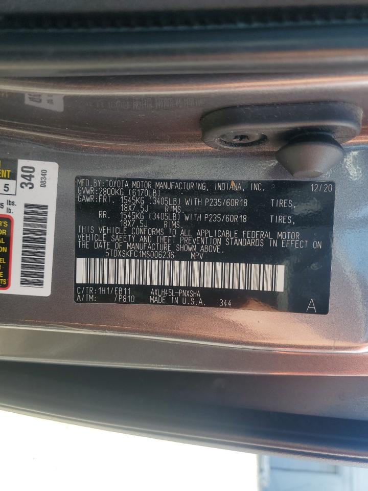 2021 Toyota Sienna Xse VIN: 5TDXSKFC1MS006236 Lot: 85819775
