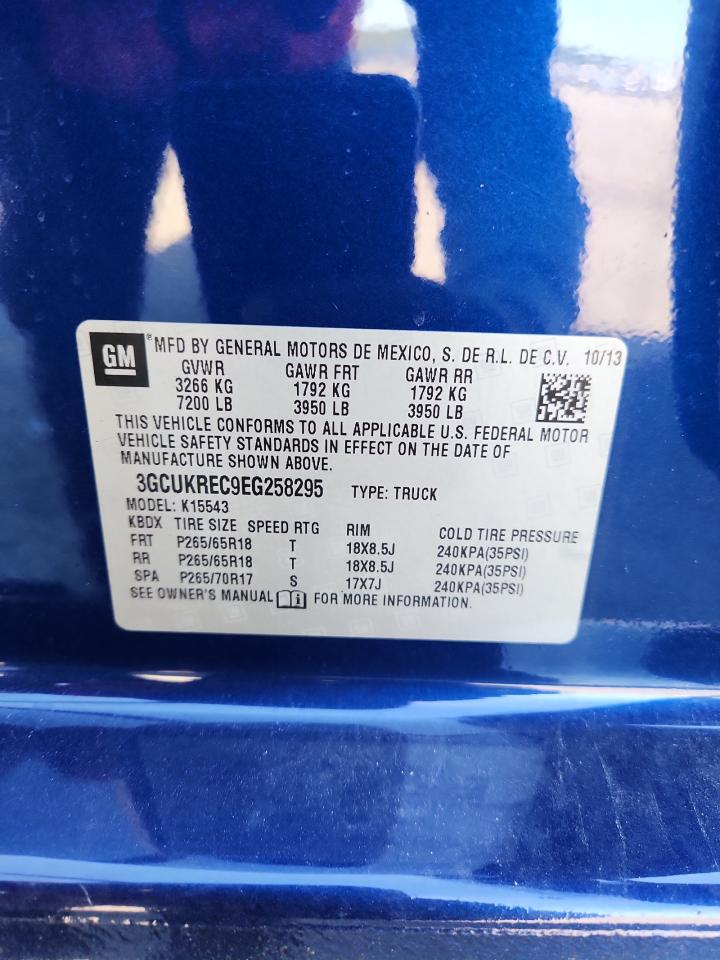 2014 Chevrolet Silverado K1500 Lt VIN: 3GCUKREC9EG258295 Lot: 84903385