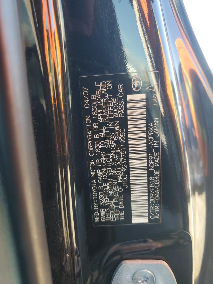 2007 Toyota Yaris VIN: JTDJT923775119250 Lot: 84407785