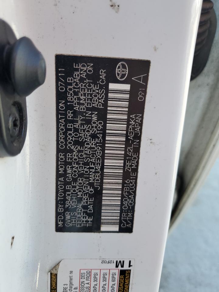 2011 Toyota Corolla Base VIN: JTDBU4EEXB9154190 Lot: 84943315