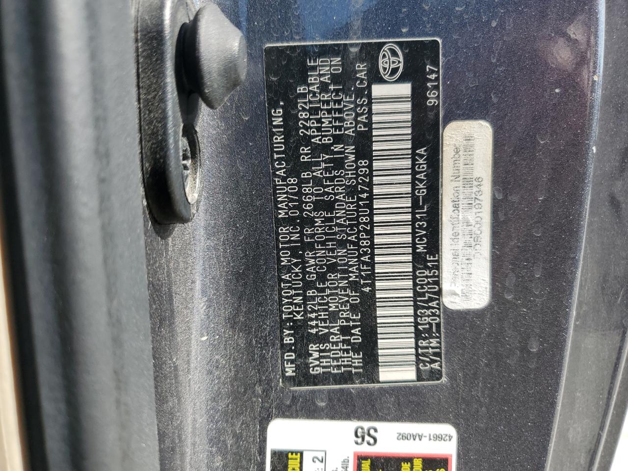 2008 Toyota Camry Solara Se VIN: 4T1FA38P28U147298 Lot: 81982345