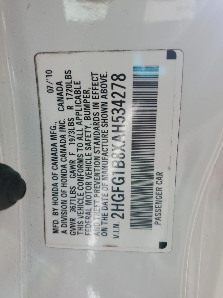 2010 Honda Civic Ex VIN: 2HGFG1B8XAH534278 Lot: 68246125