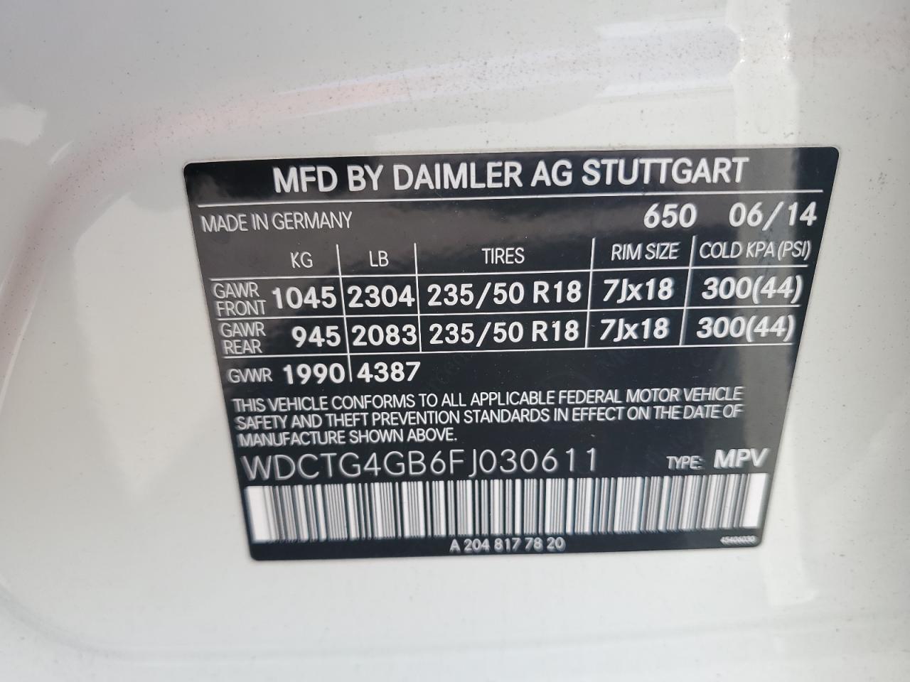 2015 Mercedes-Benz Gla 250 4Matic VIN: WDCTG4GB6FJ030611 Lot: 81986465