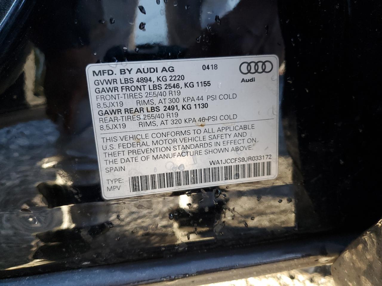 2018 Audi Q3 Premium Plus VIN: WA1JCCFS9JR033172 Lot: 86472255