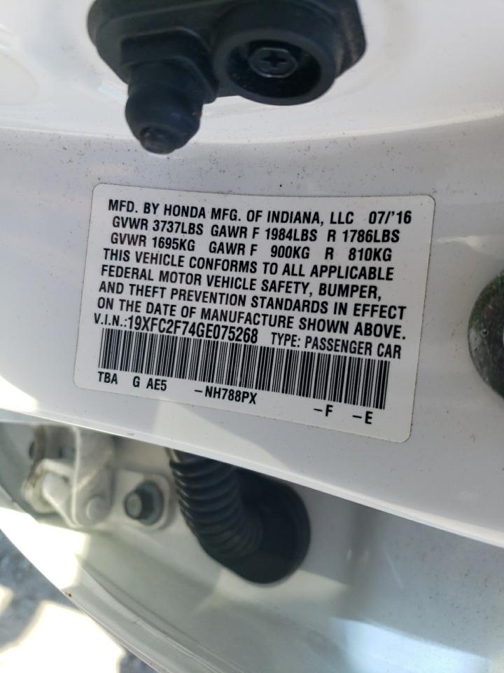 2016 Honda Civic Ex VIN: 19XFC2F74GE075268 Lot: 84068265
