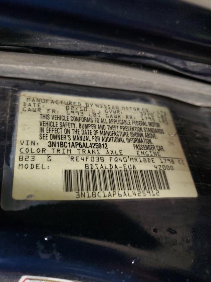 2010 Nissan Versa VIN: 3N1BC1AP6AL425912 Lot: 81951615