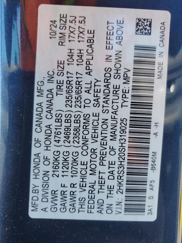 2025 Honda Cr-V Lx VIN: 2HKRS3H20SH319025 Lot: 82612465