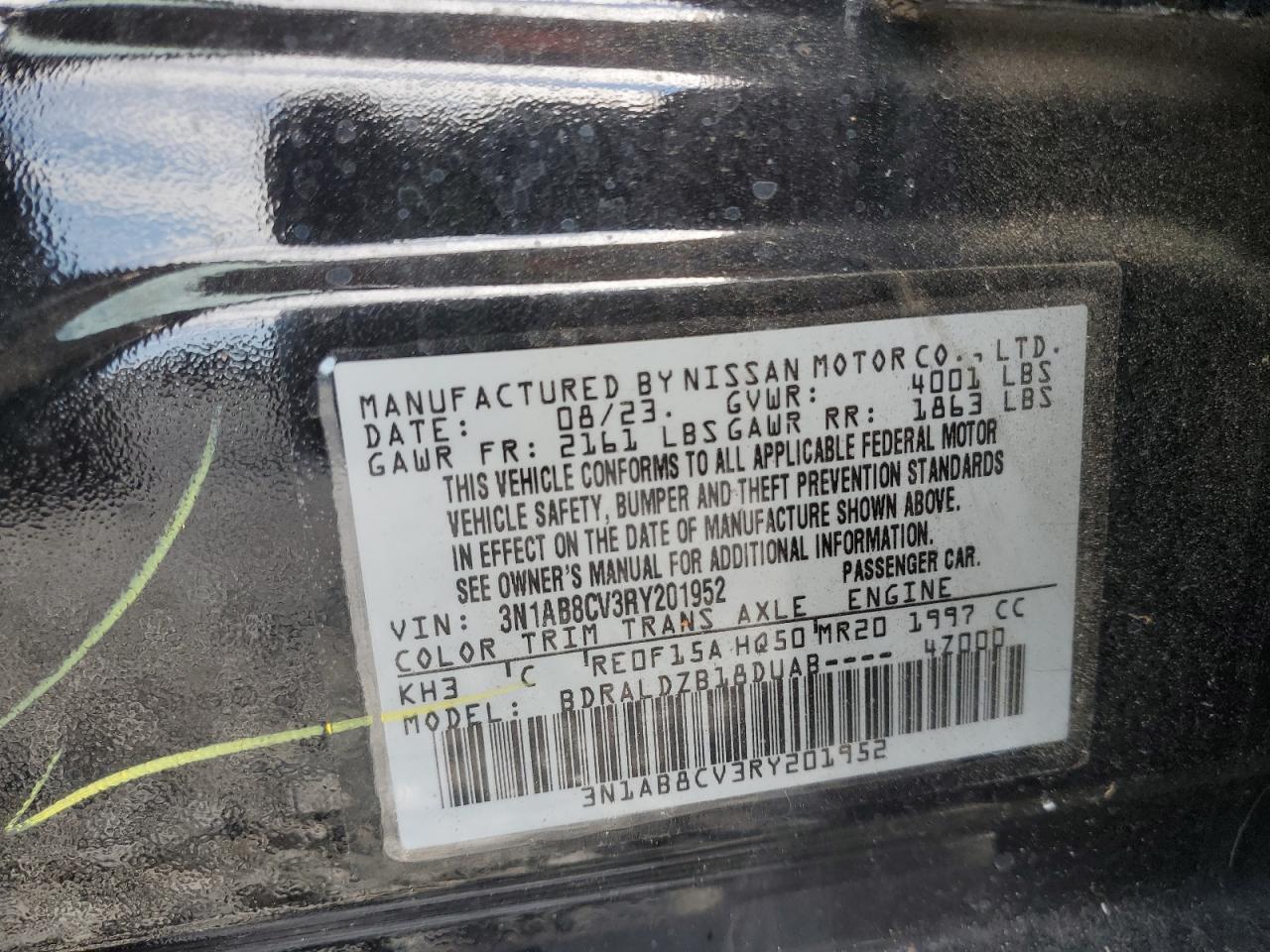 2024 Nissan Sentra Sv VIN: 3N1AB8CV3RY201952 Lot: 84072695