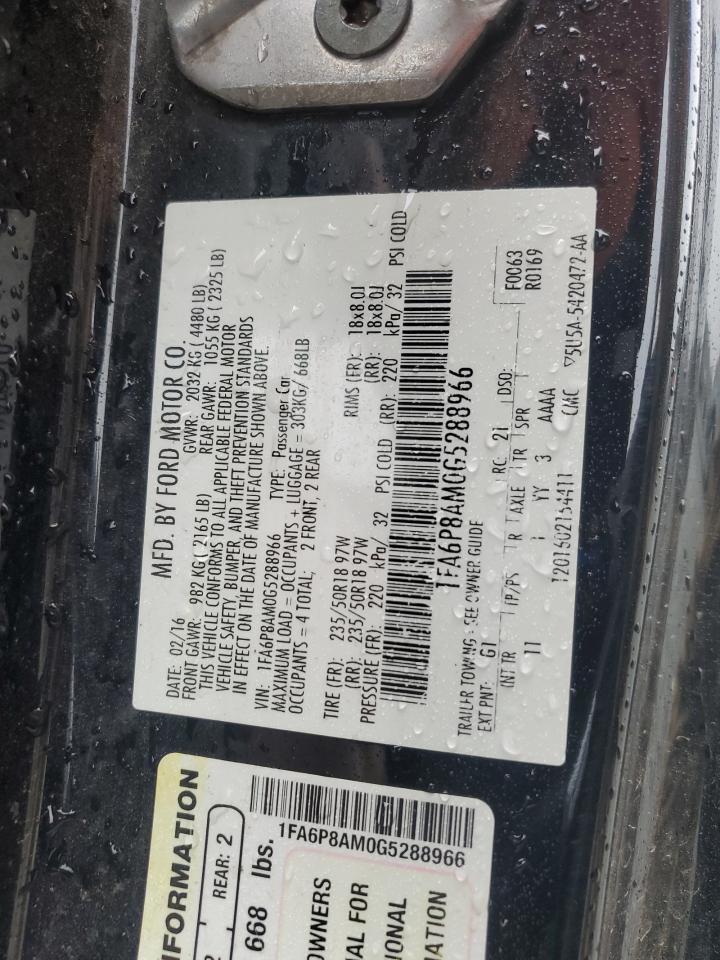 2016 Ford Mustang VIN: 1FA6P8AM0G5288966 Lot: 90445945