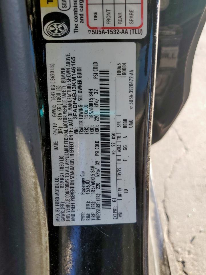 2019 Ford Fiesta Se VIN: 3FADP4BJ3KM146165 Lot: 82284055