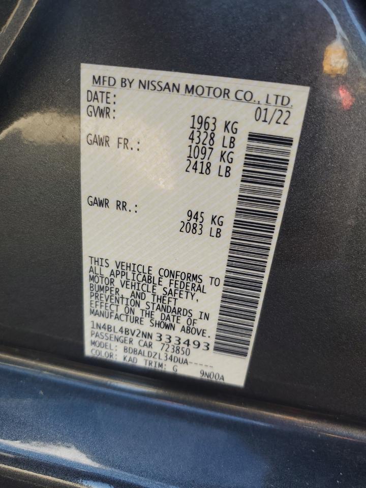 2022 Nissan Altima S VIN: 1N4BL4BV2NN333493 Lot: 86306515