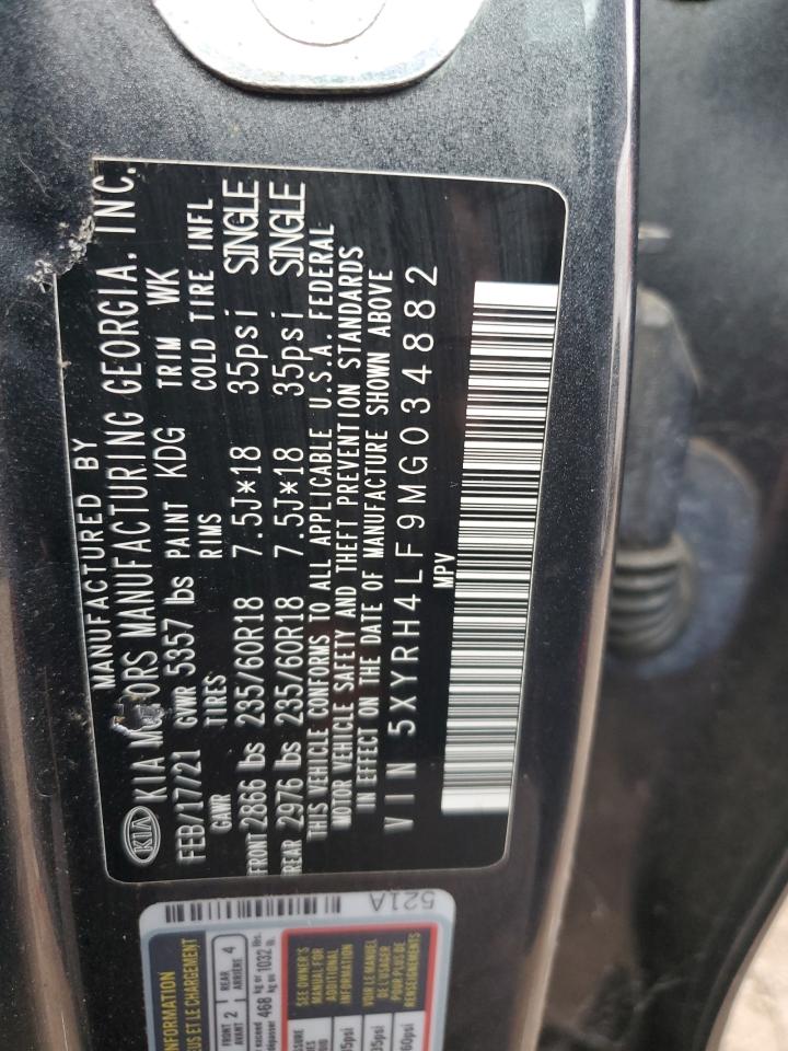 2021 Kia Sorento Ex VIN: 5XYRH4LF9MG034882 Lot: 86053655