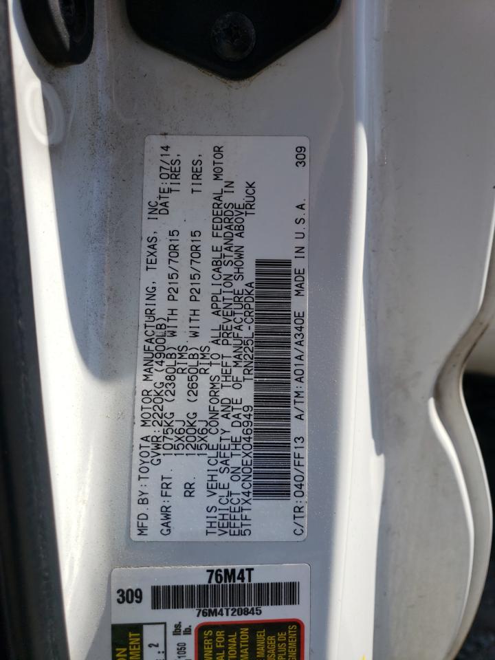2014 Toyota Tacoma Access Cab VIN: 5TFTX4CN0EX046949 Lot: 85590895