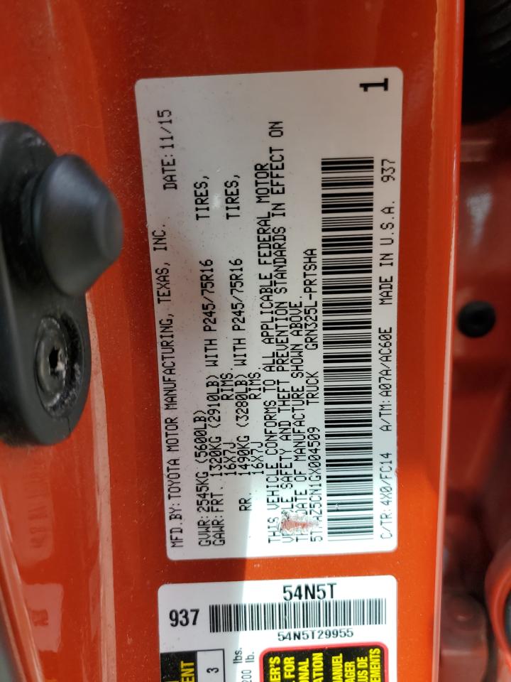 2016 Toyota Tacoma Double Cab VIN: 5TFAZ5CN1GX004509 Lot: 84719715