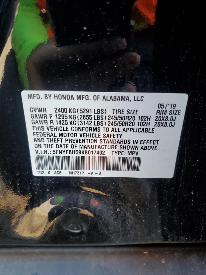 2019 Honda Passport Exl VIN: 5FNYF8H59KB017402 Lot: 81940745