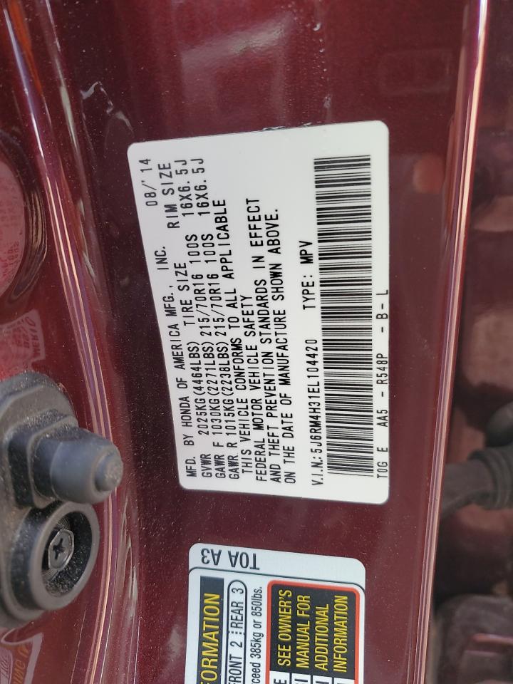 2014 Honda Cr-V Lx VIN: 5J6RM4H31EL104420 Lot: 90126985