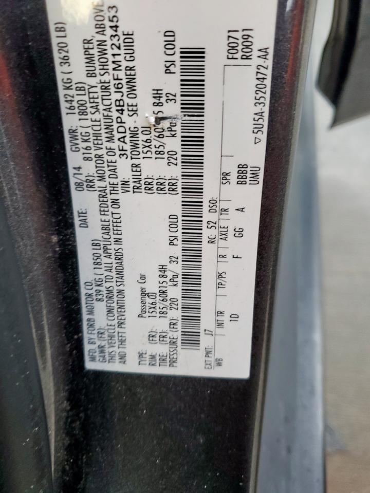 2015 Ford Fiesta Se VIN: 3FADP4BJ6FM123453 Lot: 84919795