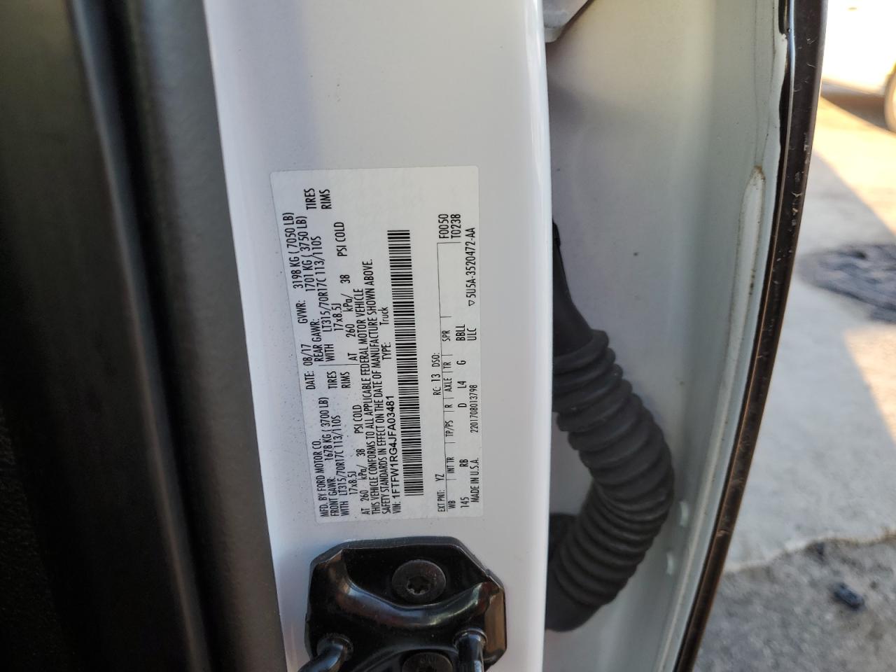 2018 Ford F150 Raptor VIN: 1FTFW1RG4JFA03481 Lot: 82659895