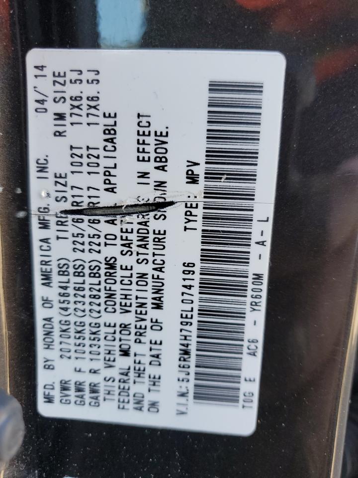 2014 Honda Cr-V Exl VIN: 5J6RM4H79EL074196 Lot: 82531455