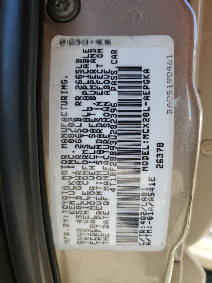 2003 Toyota Avalon Xl VIN: 4T1BF28B93U282396 Lot: 82322605