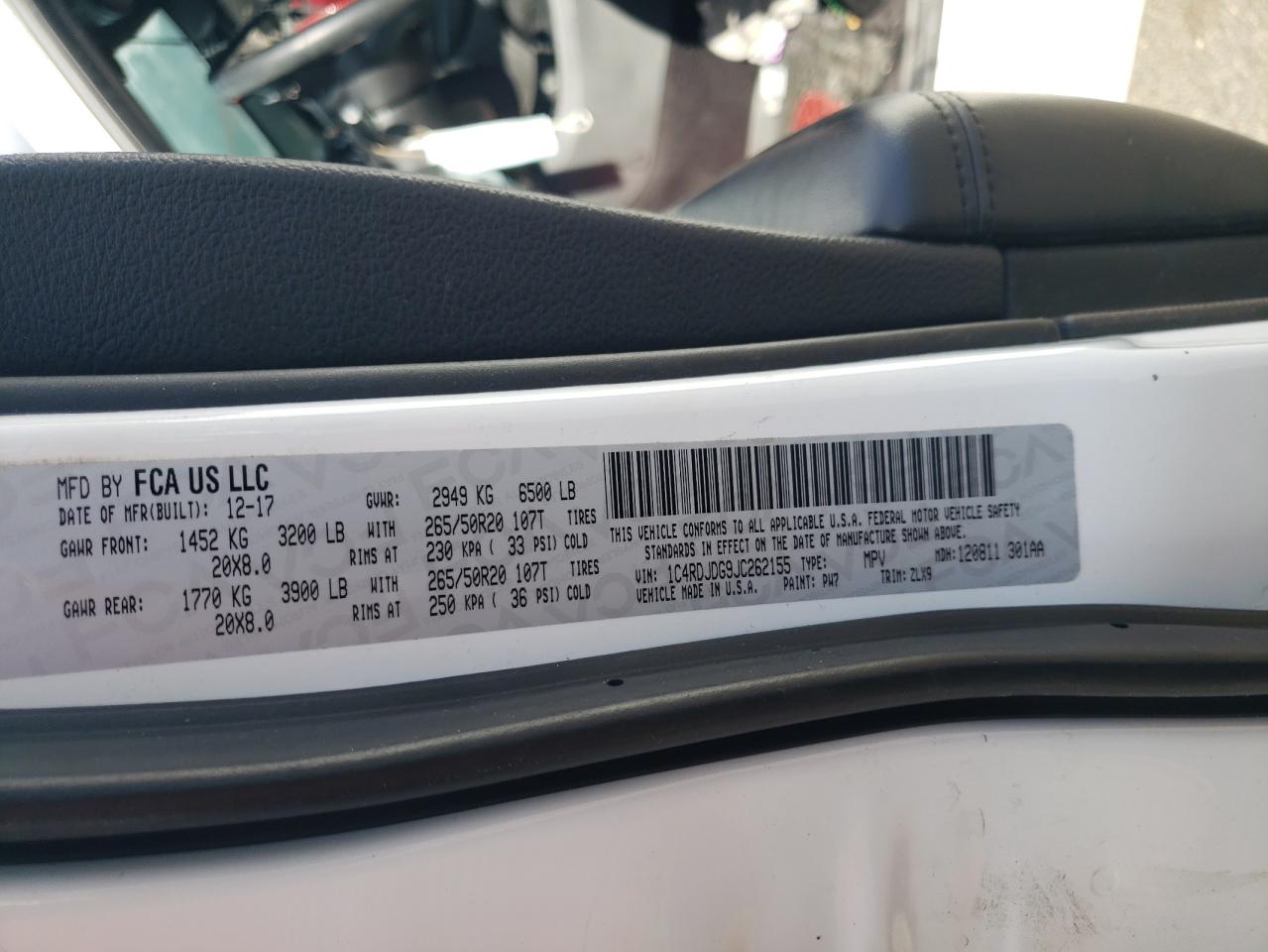 2018 Dodge Durango Gt VIN: 1C4RDJDG9JC262155 Lot: 89729255