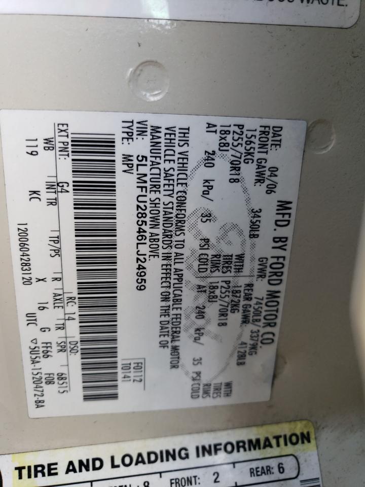 2006 Lincoln Navigator VIN: 5LMFU28546LJ24959 Lot: 84571945